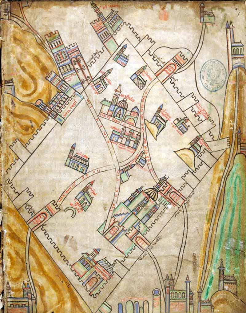 Cambrai map. Средневековая карта Иерусалима
