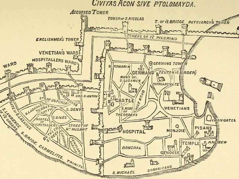 Карта Акры Марино Санудо