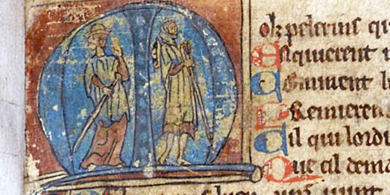 Изображение паломников в средневековом манускрипте